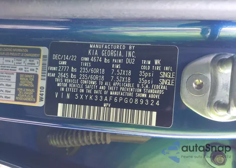 2023 Kia Sportage Ex z USA, uszkodzony, nr VIN 5XYK33AF6PG089324